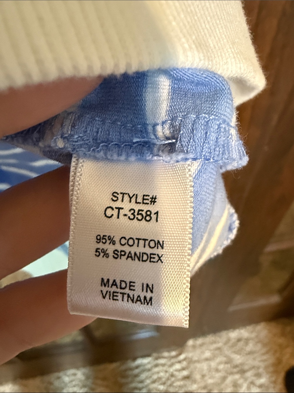 Zenana Striped Short Sleeve Ribbed Trim Top Light Blue White Clean Girl Boxy Fit - Picture 3 of 5